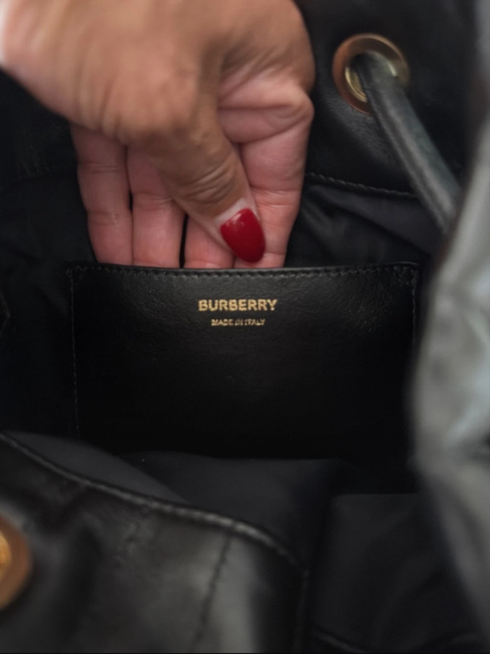 Burberry Black Quilted Leather Bucket Bag with Gold Chain and TB Logo - Picture 5 of 7
